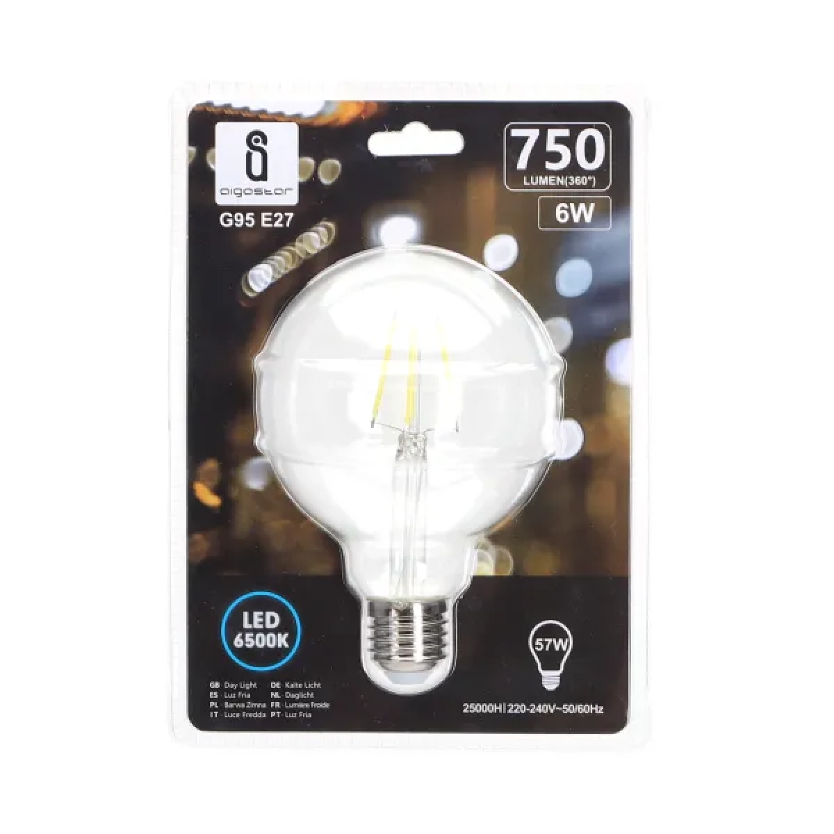 Λάμπα νήματος LED G95 E27 6W 6500K Aigostar