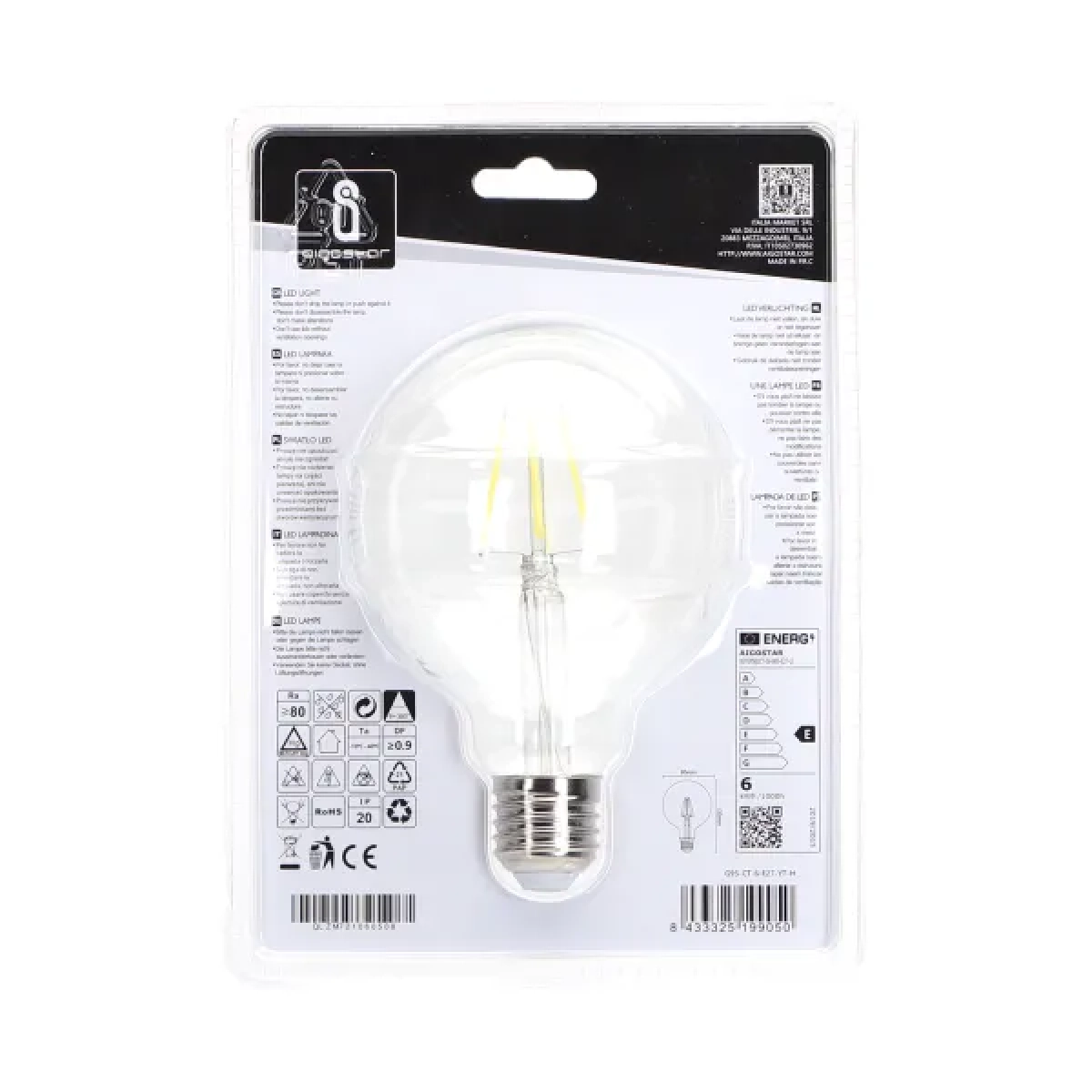 Λάμπα νήματος LED G95 E27 6W 6500K Aigostar