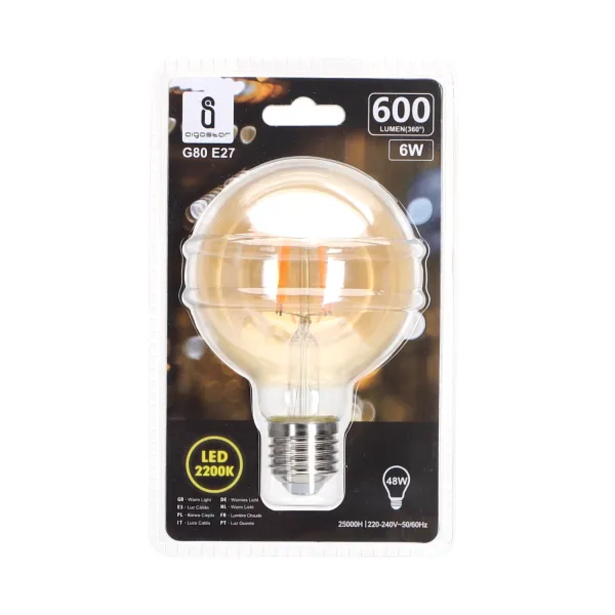 Λάμπα νήματος LED Amber G80 E27 6W 2200K Aigostar