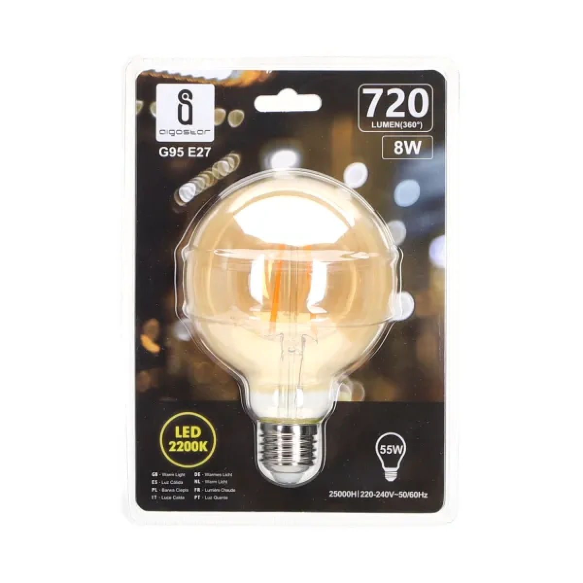 Λάμπα νήματος LED Amber G95 E27 8W 2200K Aigostar