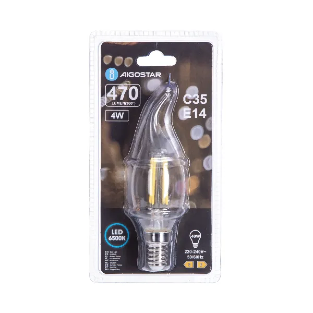 Λάμπα νήματος LED C35 E14 4W 6500K Aigostar
