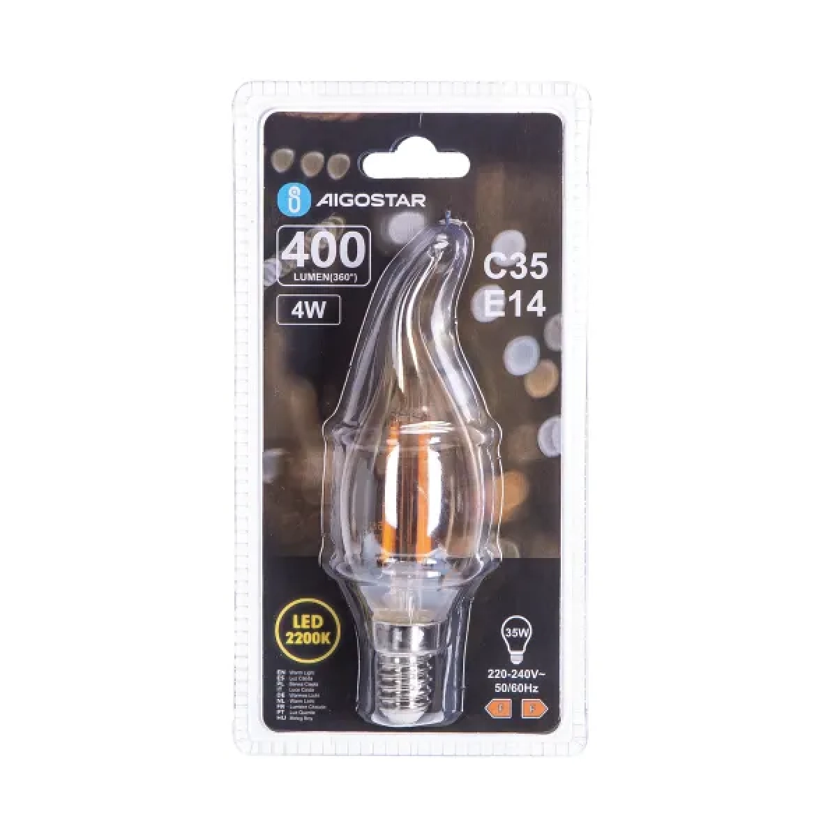 Λάμπα νήματος Amber LED C35 E14 4W 2200K Aigostar