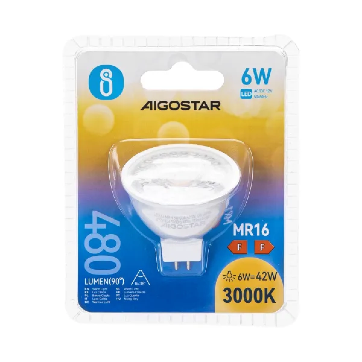 Λάμπα LED MR16 COB 6W 3000K Aigostar