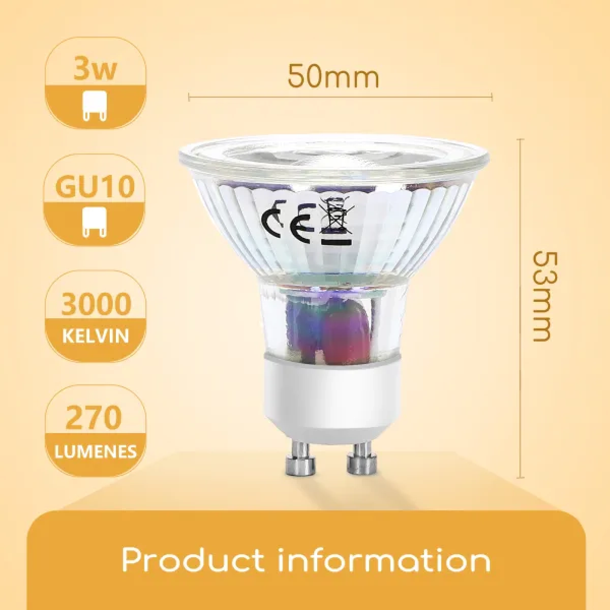 Λάμπα LED GU10 COB 3W 3000Κ Aigostar