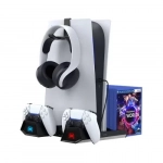 Πολυλειτουργική Βάση Ψύξης για την κονσόλα PS5 με σταθμό φόρτισης για χειριστήρια, θήκη για ακουστικά και αποθήκευση δίσκου παιχνιδιού iPega PG-P5023 - Μαύρο