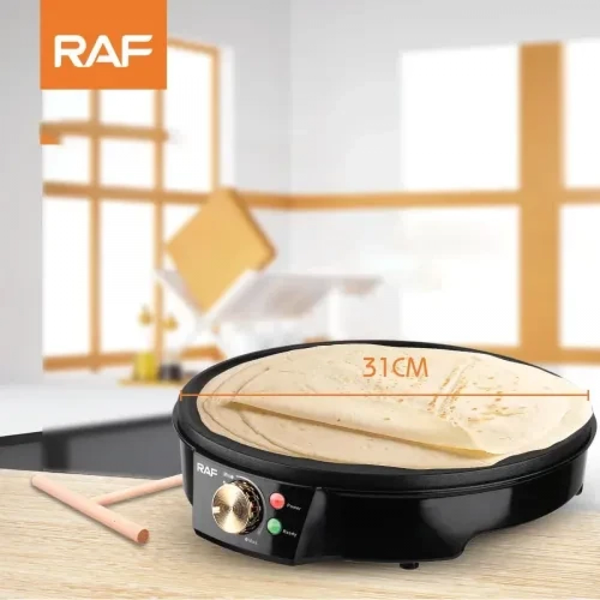 Κρεπιέρα 1200W 31CM μαζί με σπάτουλα RAF R.528