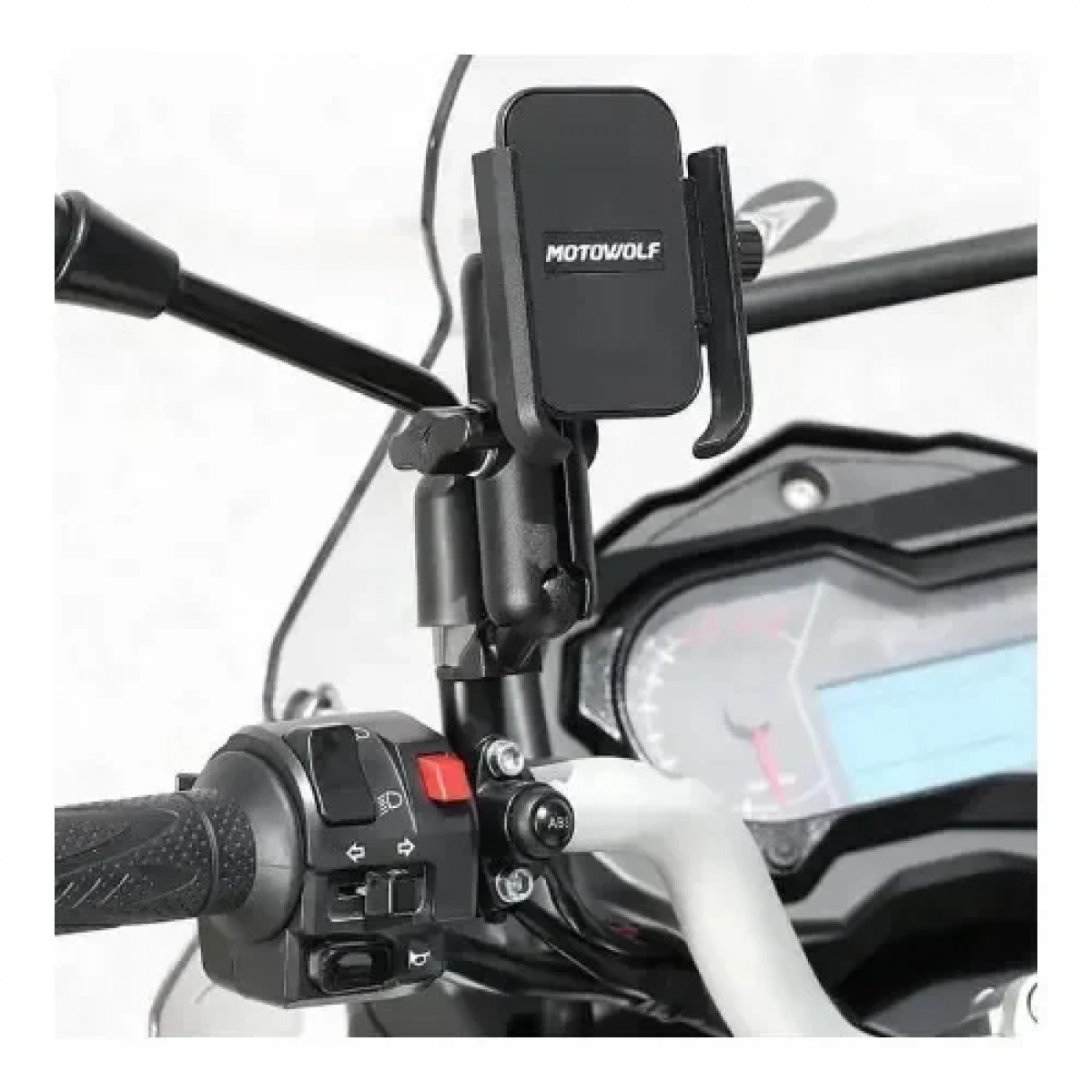 Μεταλλική βάση κινητού μηχανής Motowolf MDL2821 mirror mount Μαύρη