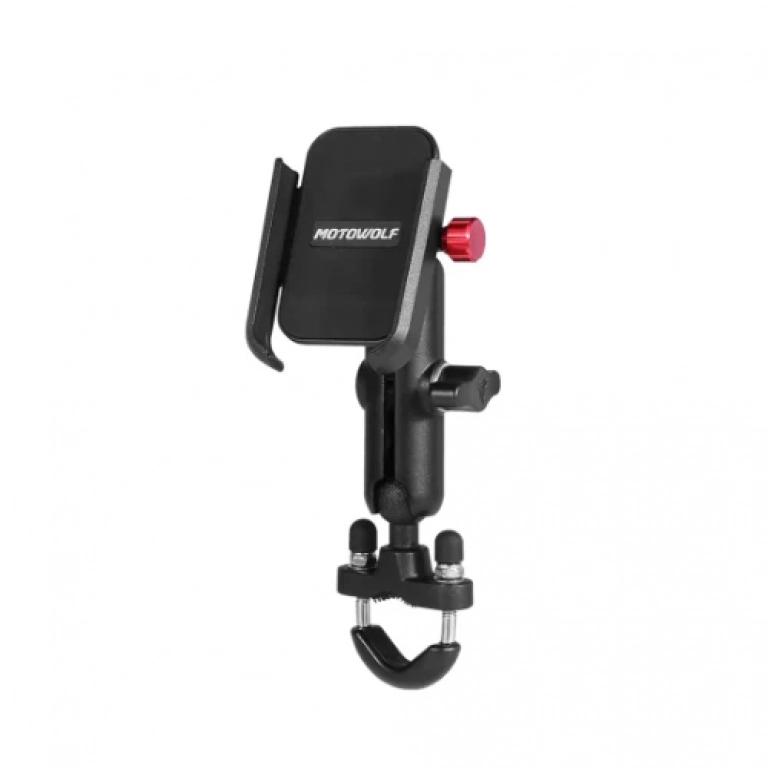 Μεταλλική βάση κινητού μηχανής Motowolf MDL2821 mirror mount Μαύρo/Κόκκινο