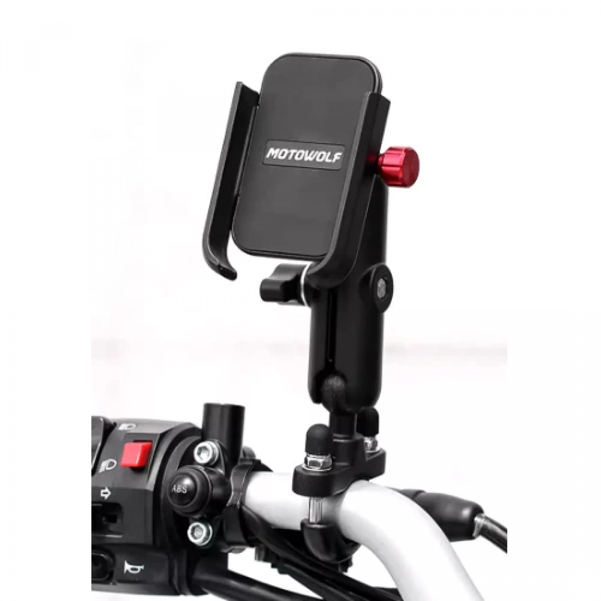 Μεταλλική βάση κινητού μηχανής Motowolf MDL2821 mirror mount Μαύρo/Κόκκινο