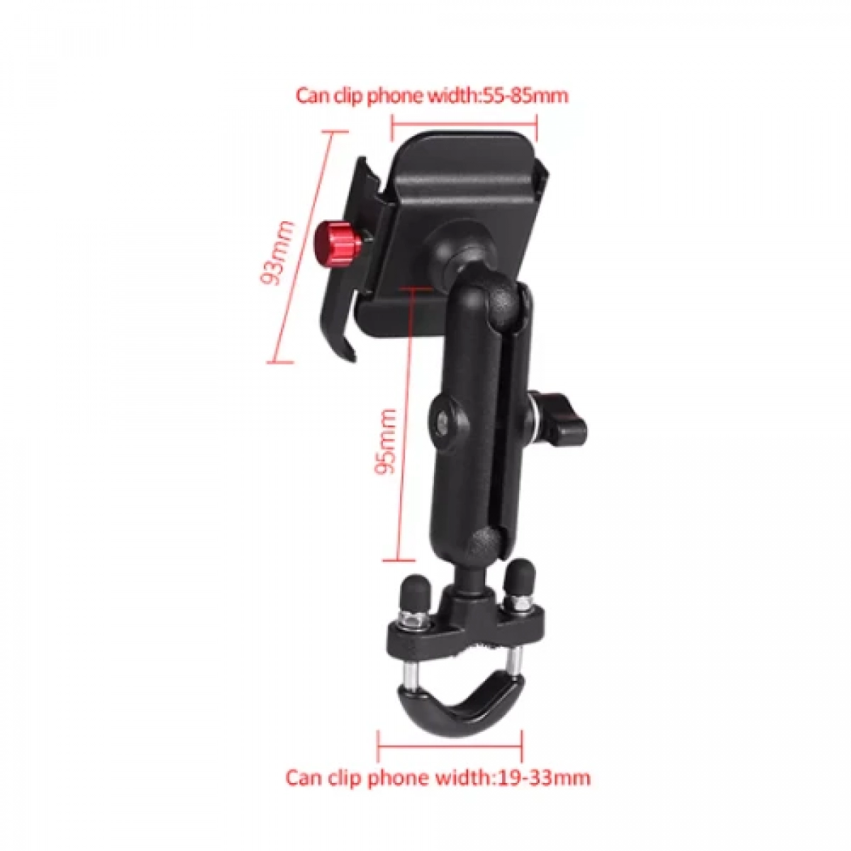 Μεταλλική βάση κινητού μηχανής Motowolf MDL2821 mirror mount Μαύρo/Κόκκινο