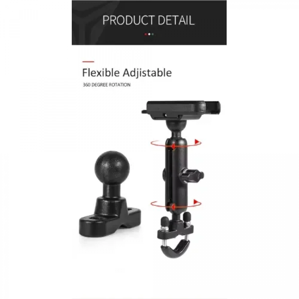 Μεταλλική βάση κινητού μηχανής Motowolf MDL2821 mirror mount Μαύρo/Κόκκινο