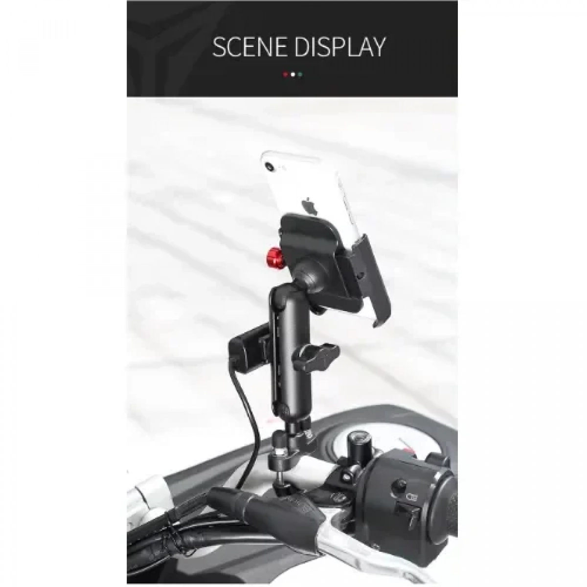 Μεταλλική βάση κινητού μηχανής Motowolf MDL2821 mirror mount Μαύρo/Κόκκινο