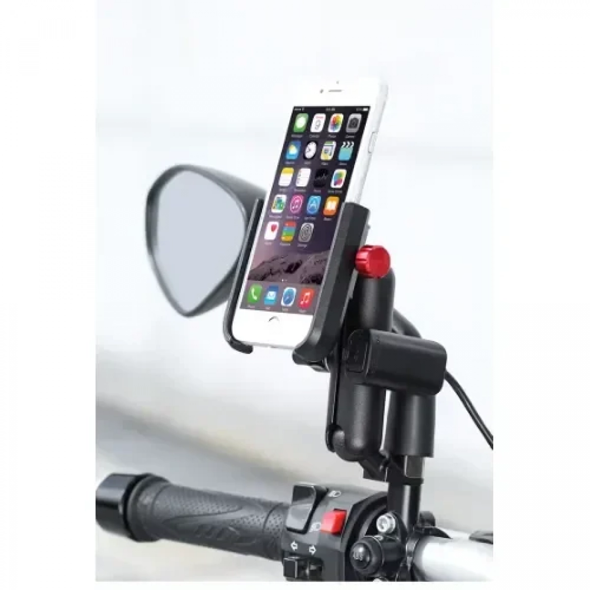 Μεταλλική βάση κινητού μηχανής Motowolf MDL2821 mirror mount Μαύρo/Κόκκινο