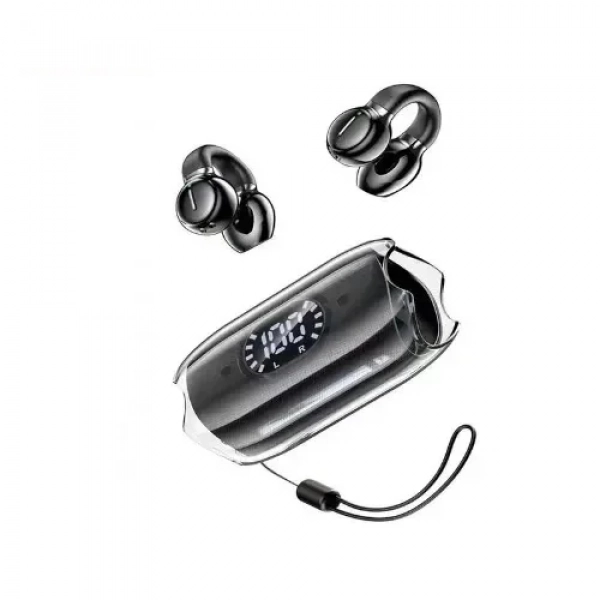 Clip-on Ear Ασύρματα Ακουστικά με μικρόφωνο V5.3 Bluetooth Hifi Sound με ψηφιακή οθόνη LED Awei TZ7 - Μαύρο