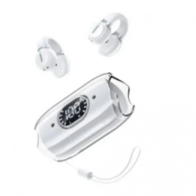 Clip-on Ear Ασύρματα Ακουστικά με μικρόφωνο V5.3 Bluetooth Hifi Sound με ψηφιακή οθόνη LED Awei TZ7 - Λευκό