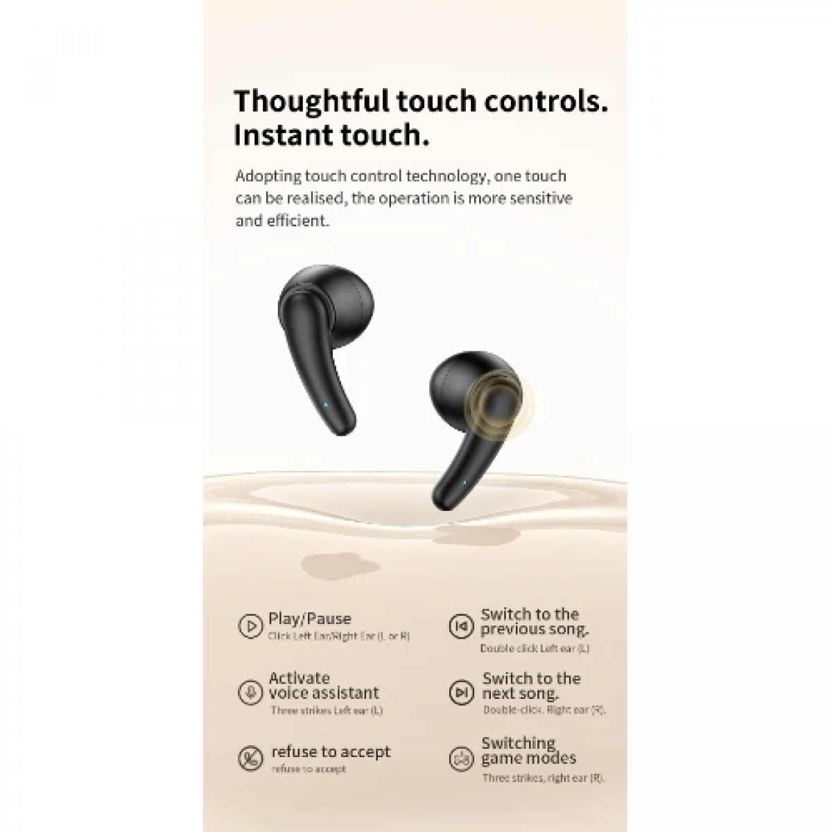 Ακουστικά True Wireless Bluetooth 5.3 με μικρόφωνο HD Hifi Sound TWS Awei T75 - Μαύρα