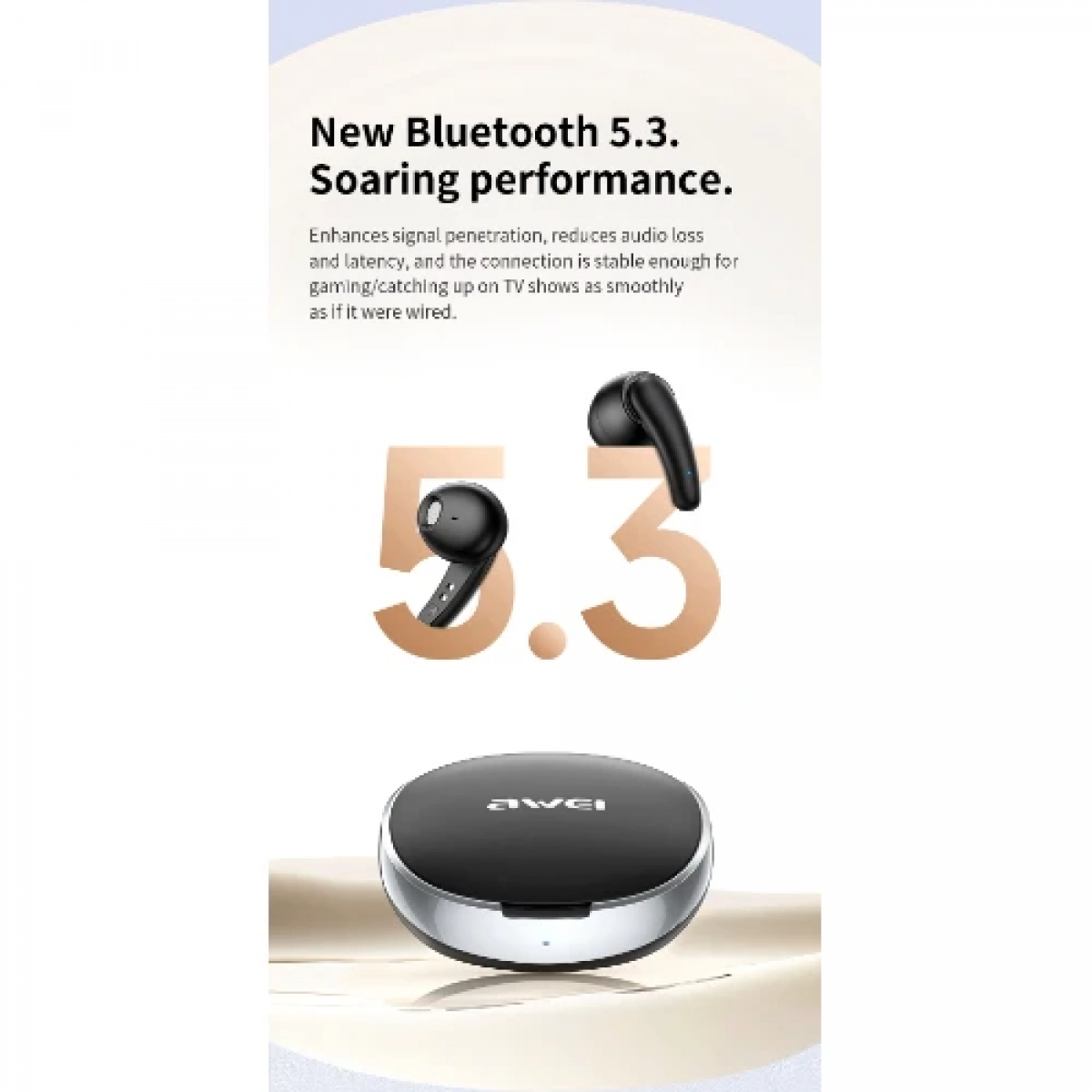 Ακουστικά True Wireless Bluetooth 5.3 με μικρόφωνο HD Hifi Sound TWS Awei T75 - Μαύρα