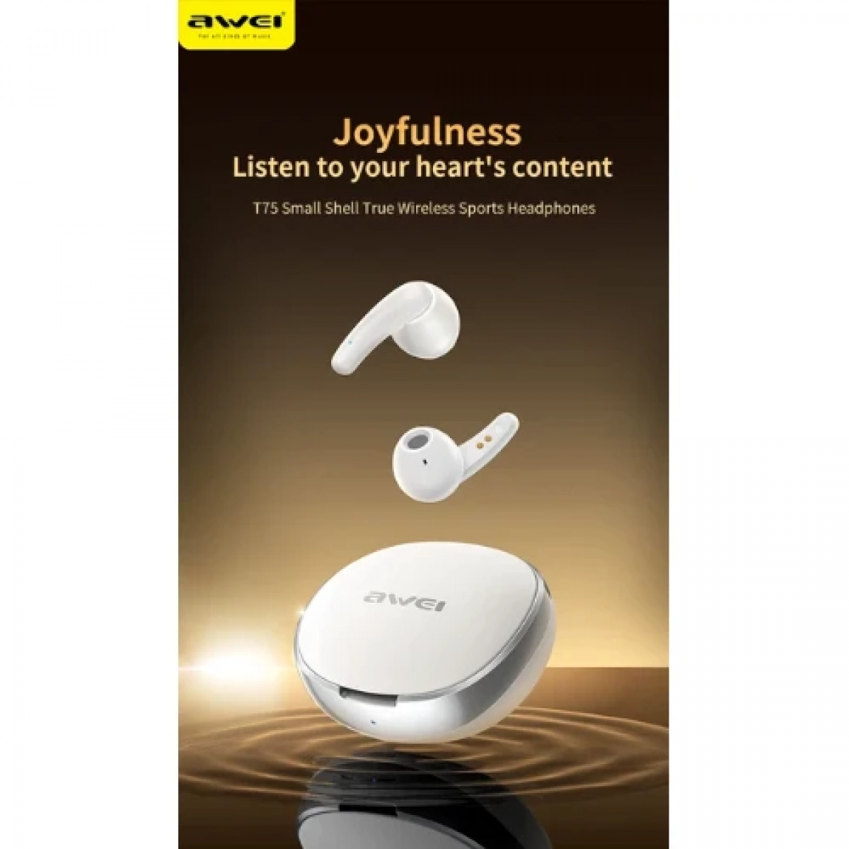 Ακουστικά True Wireless Bluetooth 5.3 με μικρόφωνο HD Hifi Sound TWS Awei T75 - Λευκά