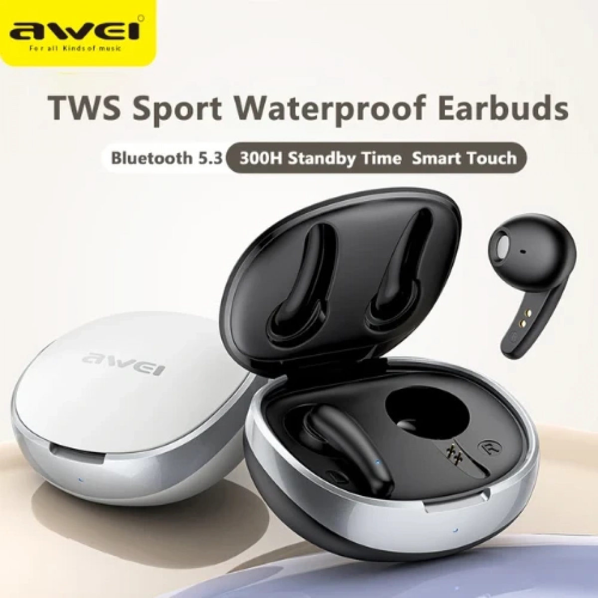 Ακουστικά True Wireless Bluetooth 5.3 με μικρόφωνο HD Hifi Sound TWS Awei T75 - Λευκά