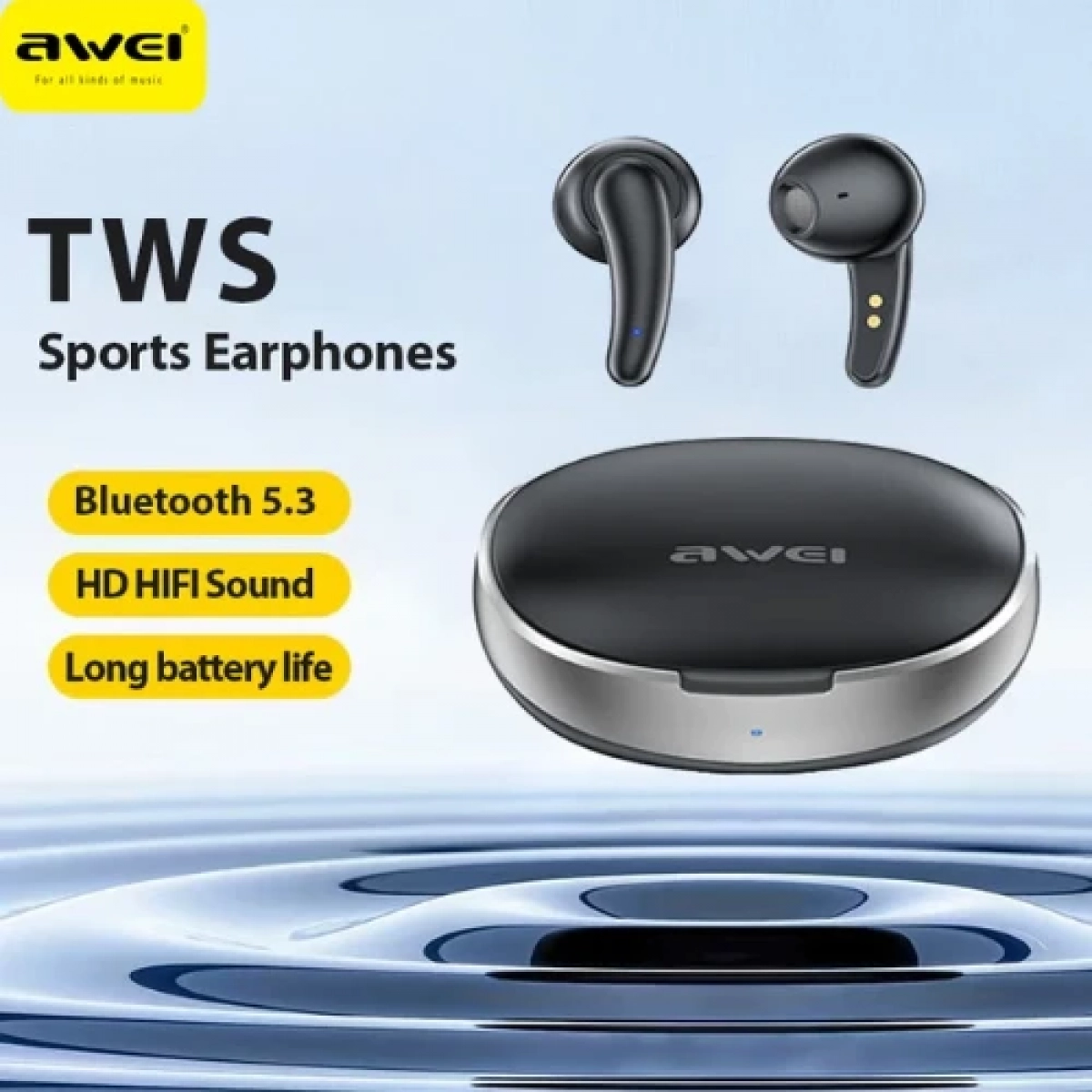 Ακουστικά True Wireless Bluetooth 5.3 με μικρόφωνο HD Hifi Sound TWS Awei T75 - Λευκά