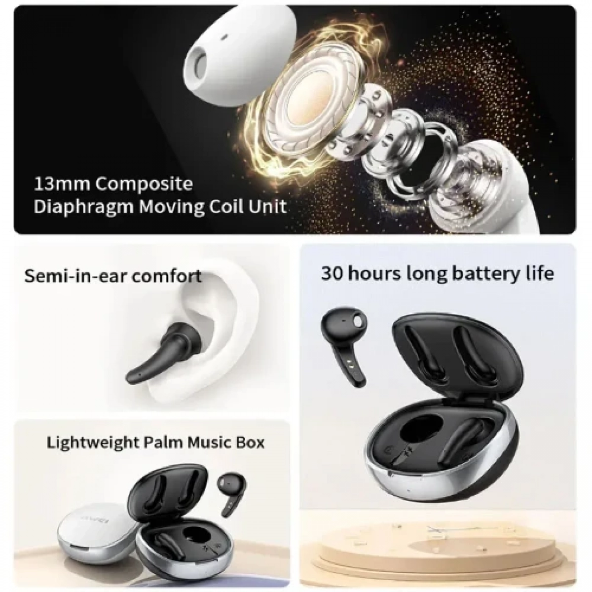 Ακουστικά True Wireless Bluetooth 5.3 με μικρόφωνο HD Hifi Sound TWS Awei T75 - Λευκά