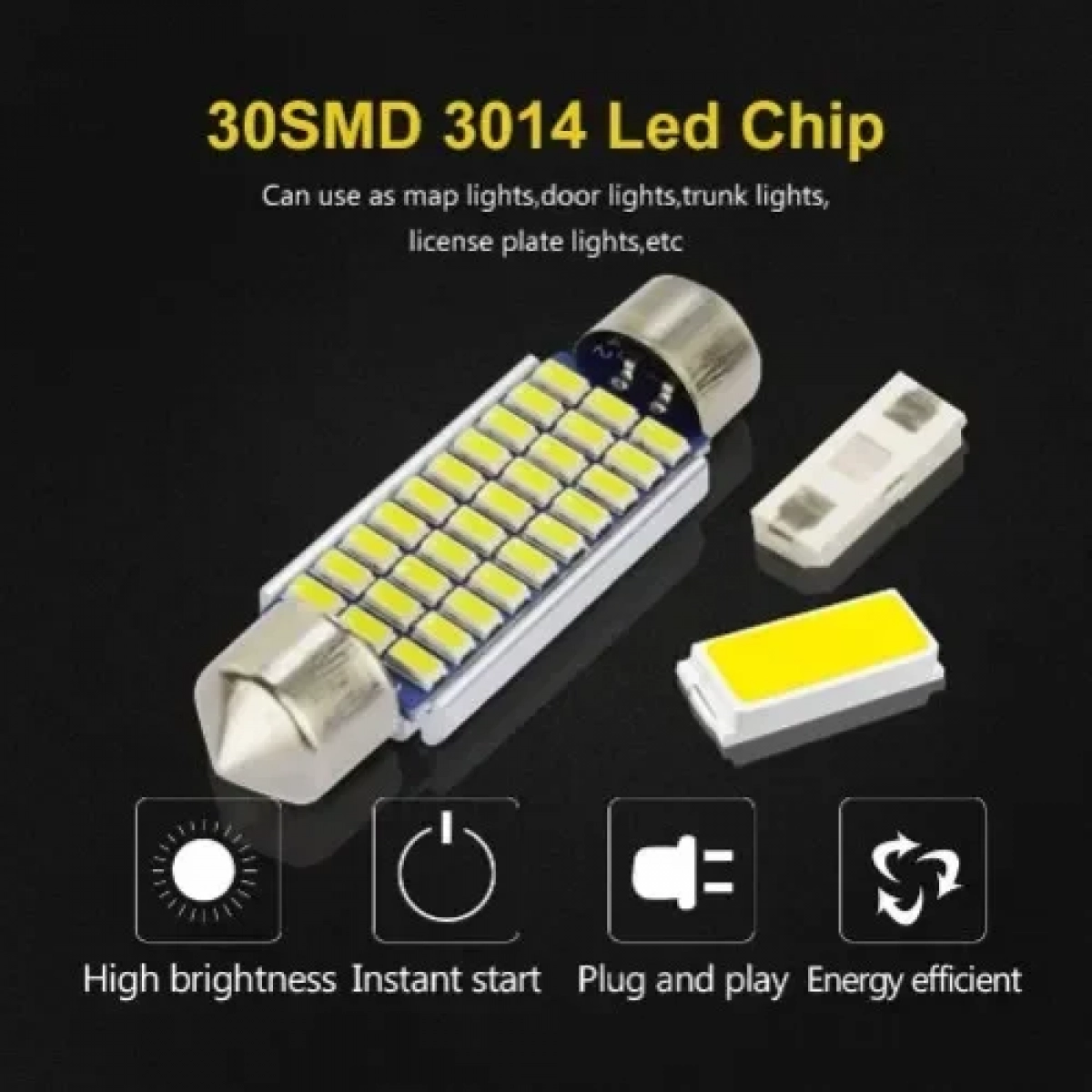 Λαμπάκια LED Πλαφονιέρας C5W 12V 39mm 30 SMD 6500K 2τμχ