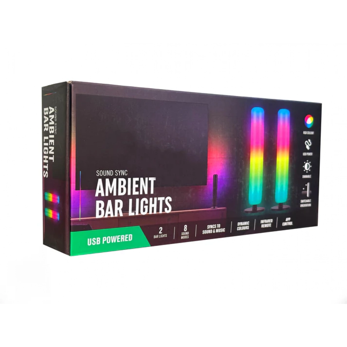 USB Sound Sync Ambient Dimmable Bar Lights- 2 τεμάχια