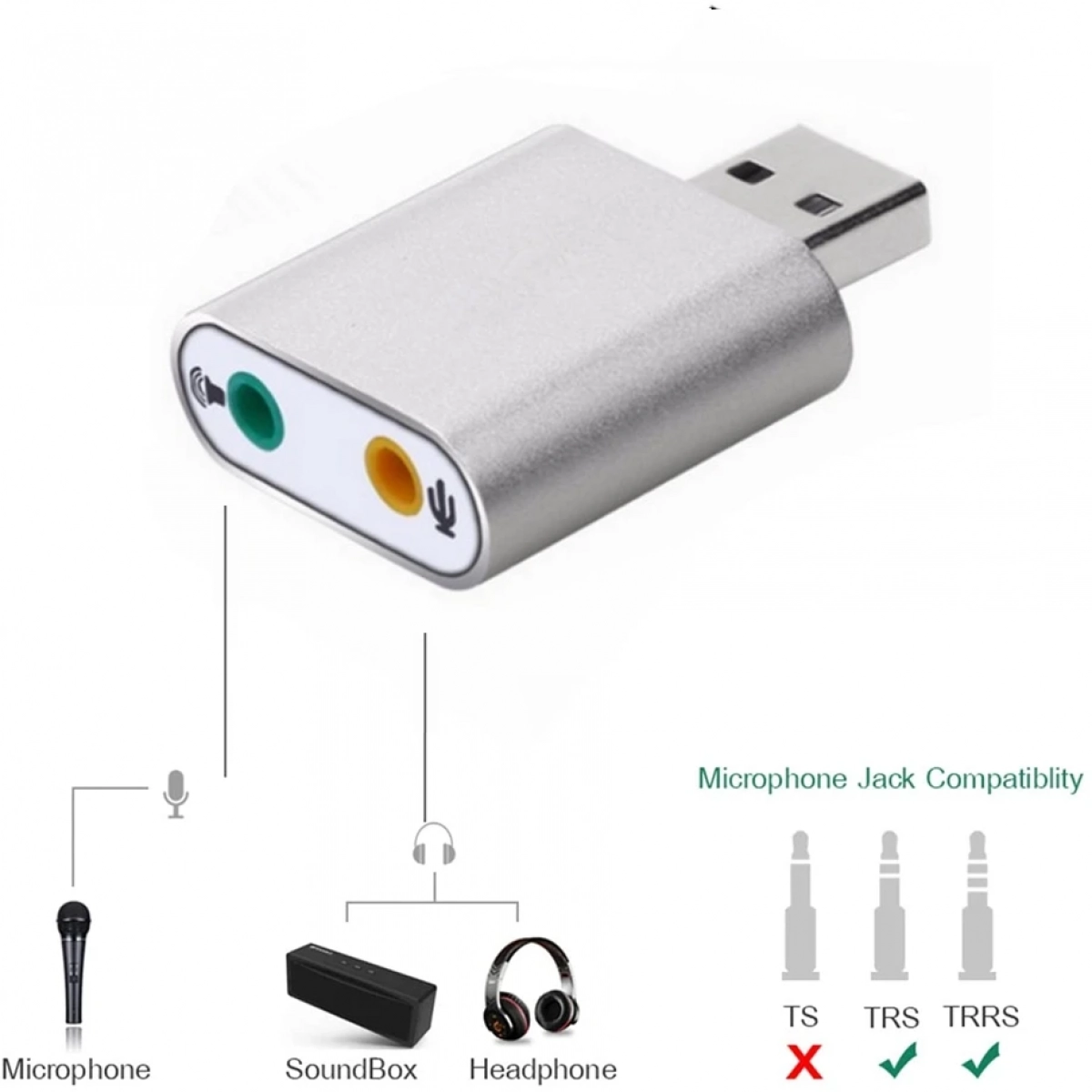 Εξωτερική Κάρτα Ήχου USB Type A 2.0 - Ασημί