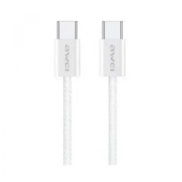 Καλώδιο Δεδομένων Type-C 2m 60W Γρήγορης Φόρτισης Awei CL-220T Λευκό