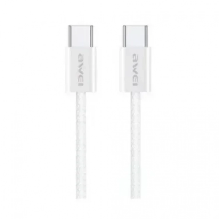 Καλώδιο Δεδομένων Type-C 2m 60W Γρήγορης Φόρτισης Awei CL-220T Λευκό