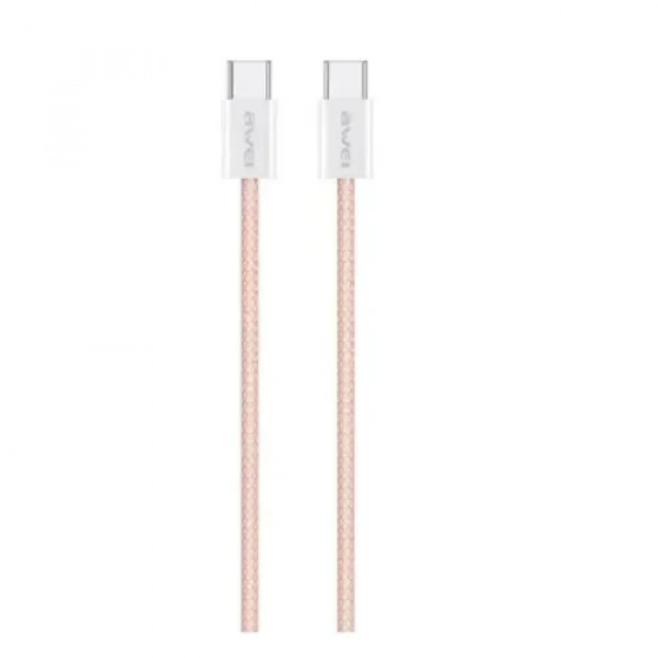 Καλώδιο Δεδομένων Type-C 2m 60W Γρήγορης Φόρτισης Awei CL-220T Ροζ