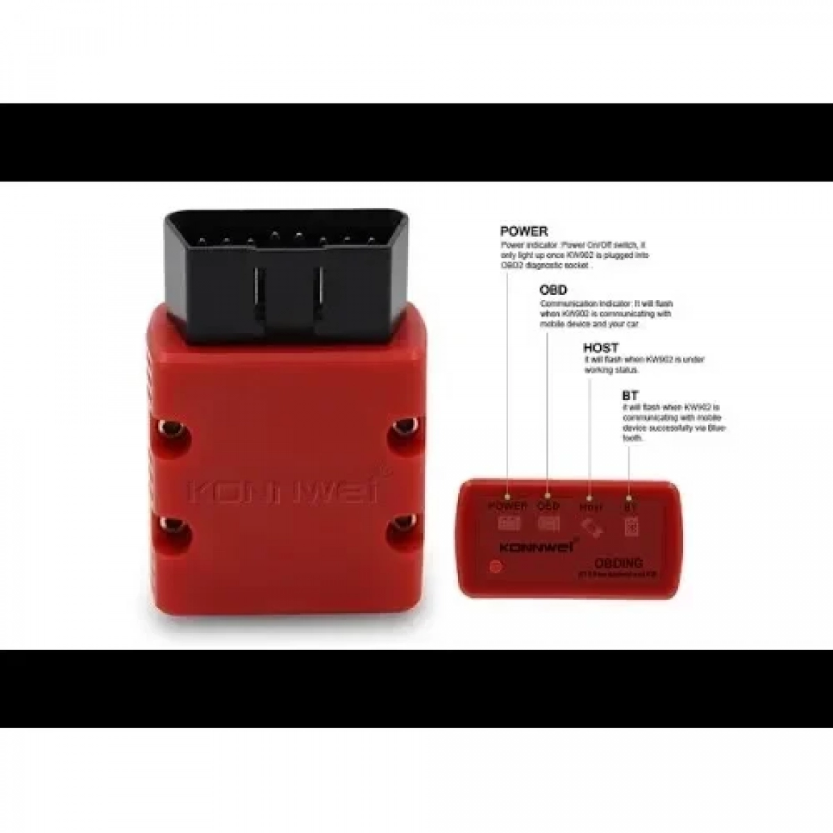 Διαγνωστικό αυτοκινήτου Konnwei OBD II Bluetooth KW902 Κόκκινο