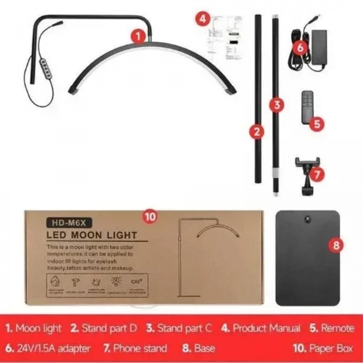 Επιδαπέδιο Φωτιστικό Led 36W Half Moon Με Τηλεκοντρόλ HD-M6X - Λευκό