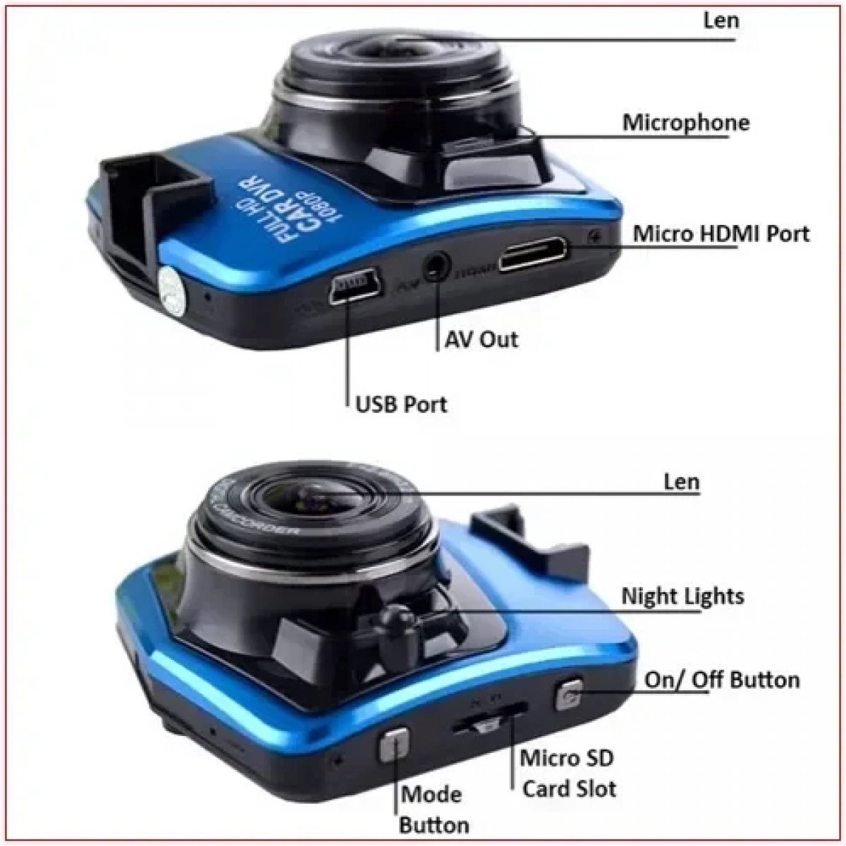 Κάμερα αυτοκινήτου Widescreen Camera 1080p 2.4″ Full HD - Μπλε
