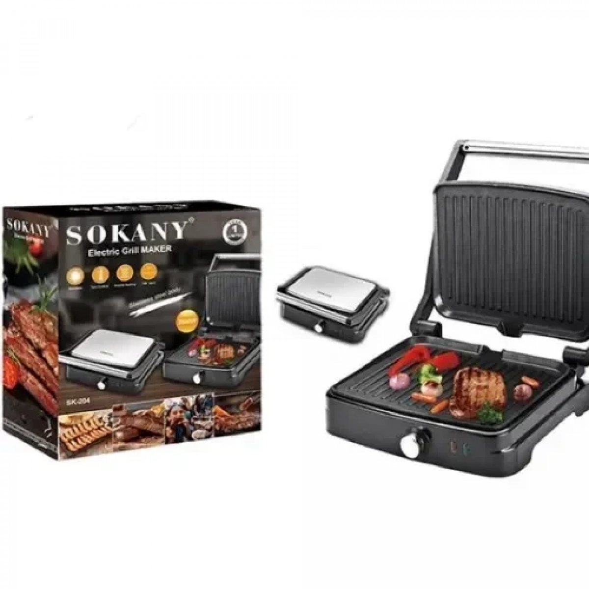 Sokany SK-204 Επιτραπέζια Ηλεκτρική Ψησταριά 2000W με Καπάκι