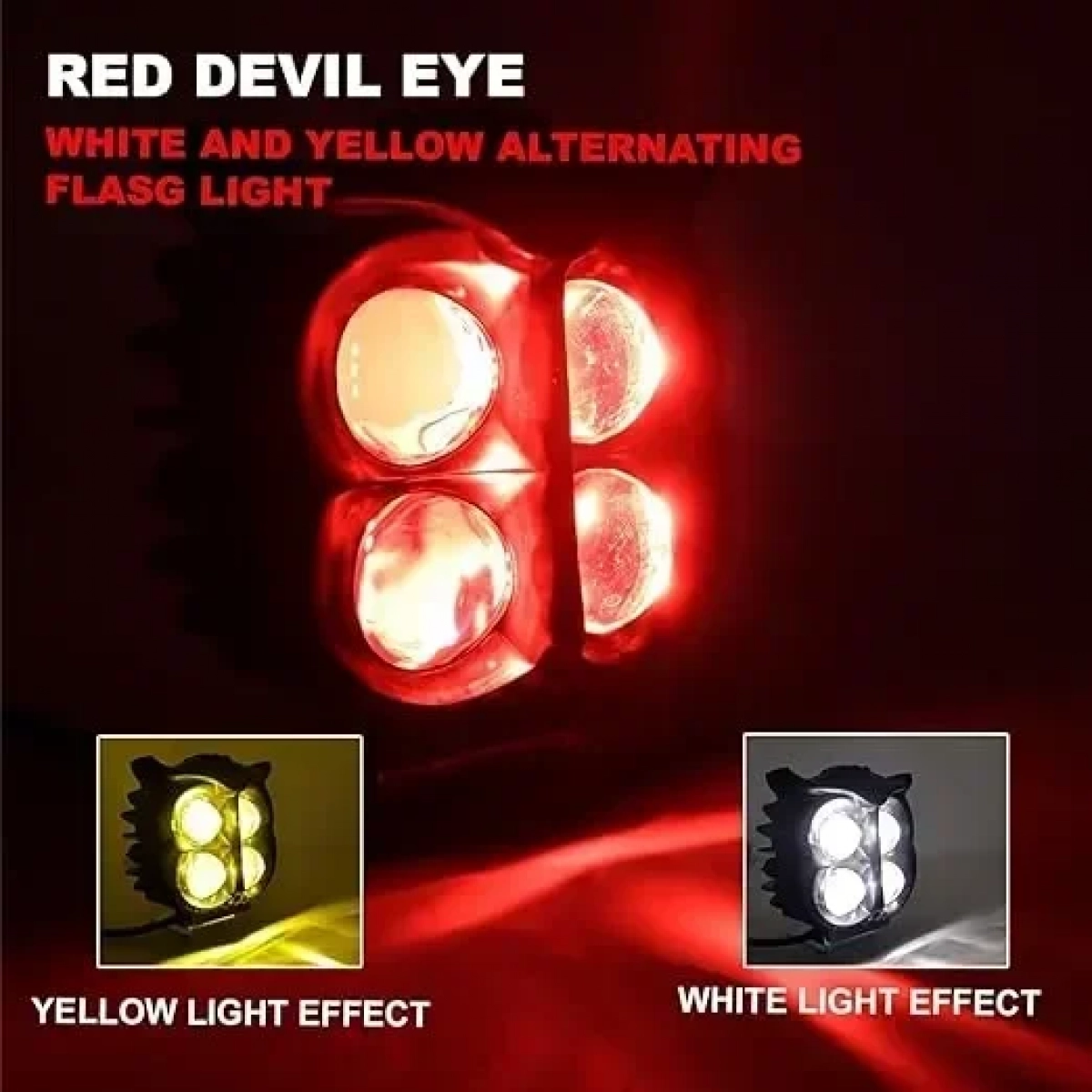 Owl Shape 4 LED Προβολάκι Ομίχλης με φως που αναβοσβήνει Universal