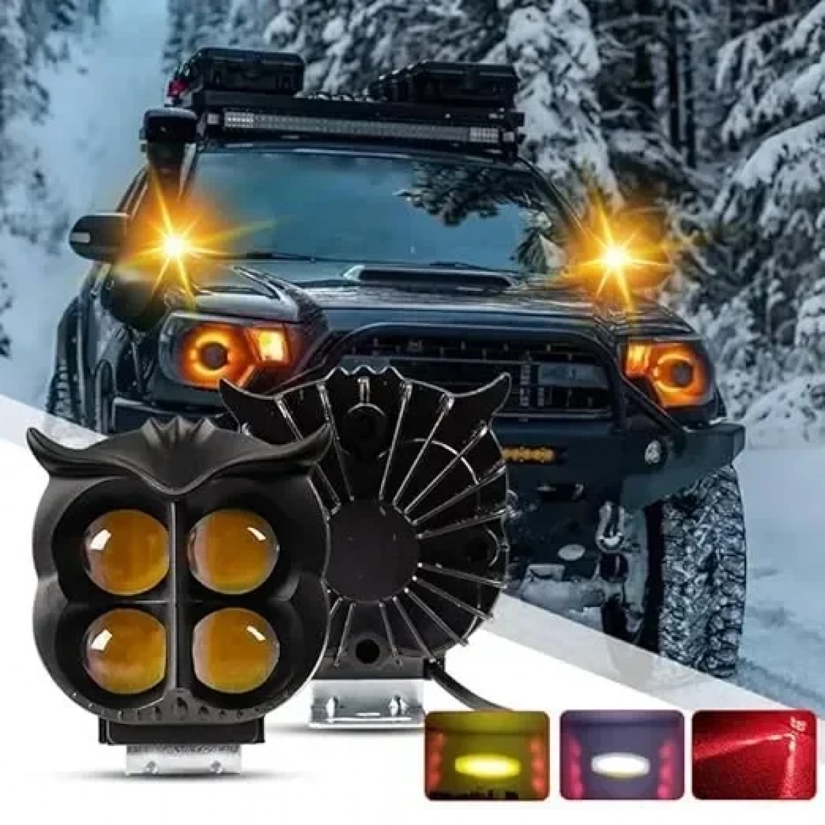 Owl Shape 4 LED Προβολάκι Ομίχλης με φως που αναβοσβήνει Universal