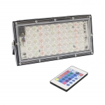 LED Αδιάβροχος προβολέας super slim RGB 220V 50W 4500LM IP66 με τηλεχειριστήριο μαύρος ΟΕΜ