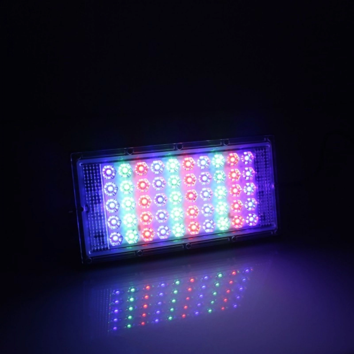 LED Αδιάβροχος προβολέας super slim RGB 220V 50W 4500LM IP66 με τηλεχειριστήριο μαύρος ΟΕΜ