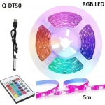Αδιάβροχη ταινία LED τροφοδοσίας USB (5V) RGB μήκους 5m και 6 LED ανά μέτρο με τηλεχειριστήριο Andowl Q-DT50 - Image 2