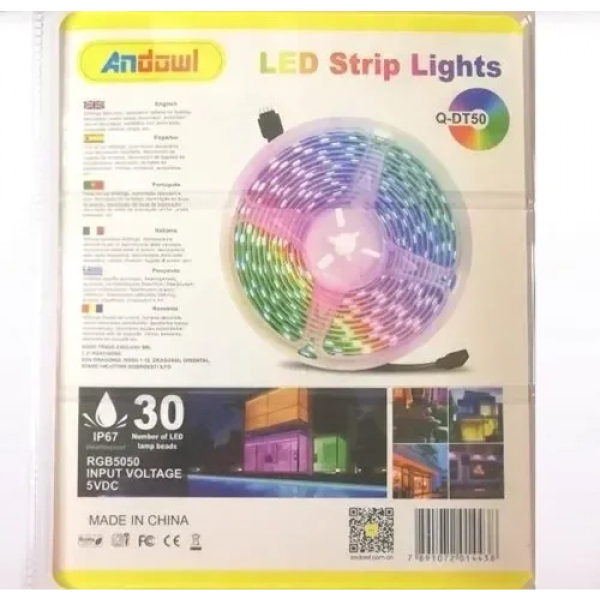 Αδιάβροχη ταινία LED τροφοδοσίας USB (5V) RGB μήκους 5m και 6 LED ανά μέτρο με τηλεχειριστήριο Andowl Q-DT50 - Image 3