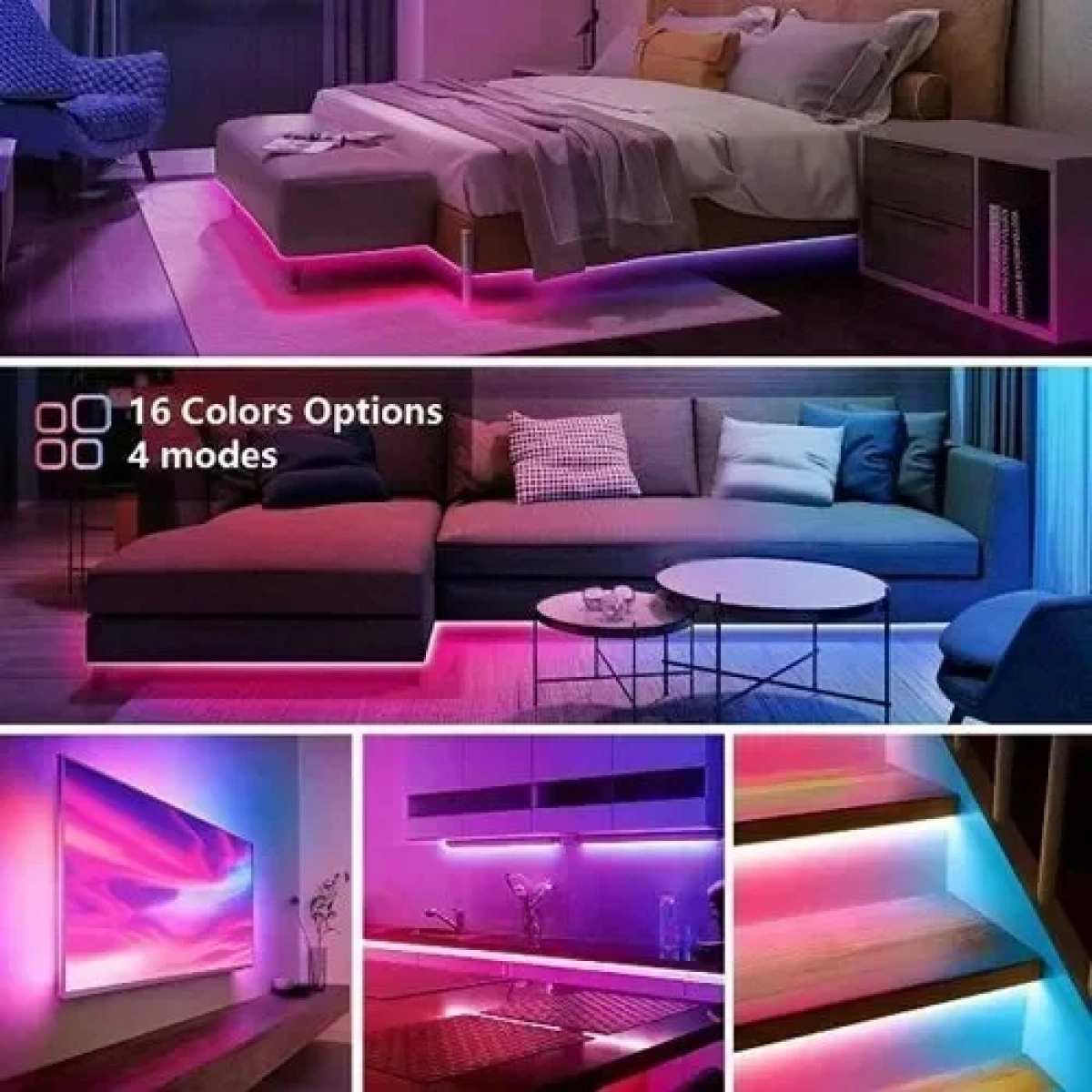 Αδιάβροχη ταινία LED τροφοδοσίας USB (5V) RGB μήκους 5m και 6 LED ανά μέτρο με τηλεχειριστήριο Andowl Q-DT50 - Image 4