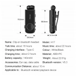 Ακουστικό πέτου In-ear Bluetooth Handsfree Firo H17 - μαύρο - Photo5