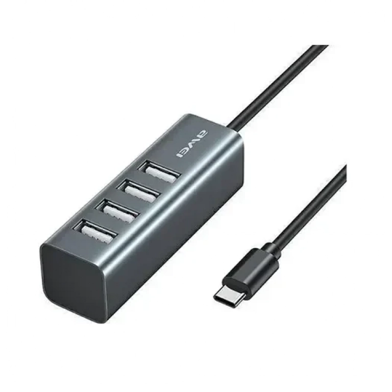 Αντάπτορας USB 2.0 Hub με 4 θύρες Type-C CL-122T Awei - ασημί