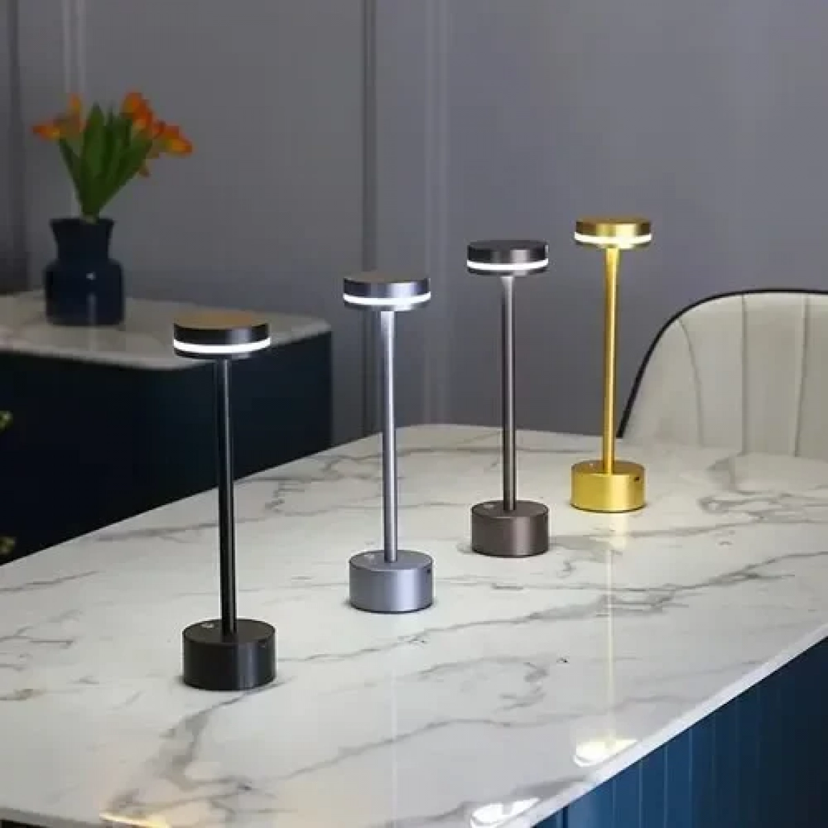 Ασύρματο επιτραπέζιο φωτιστικό LED - Atmosphere Table Lamp ασημί - Image 2