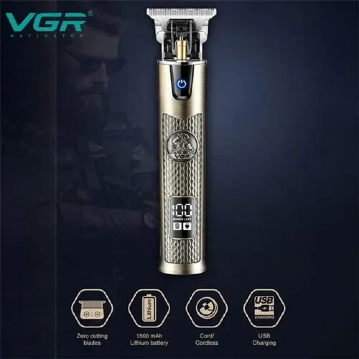 Επαναφορτιζόμενη κουρευτική μηχανή VGR V-983 χρυσό - Image 2