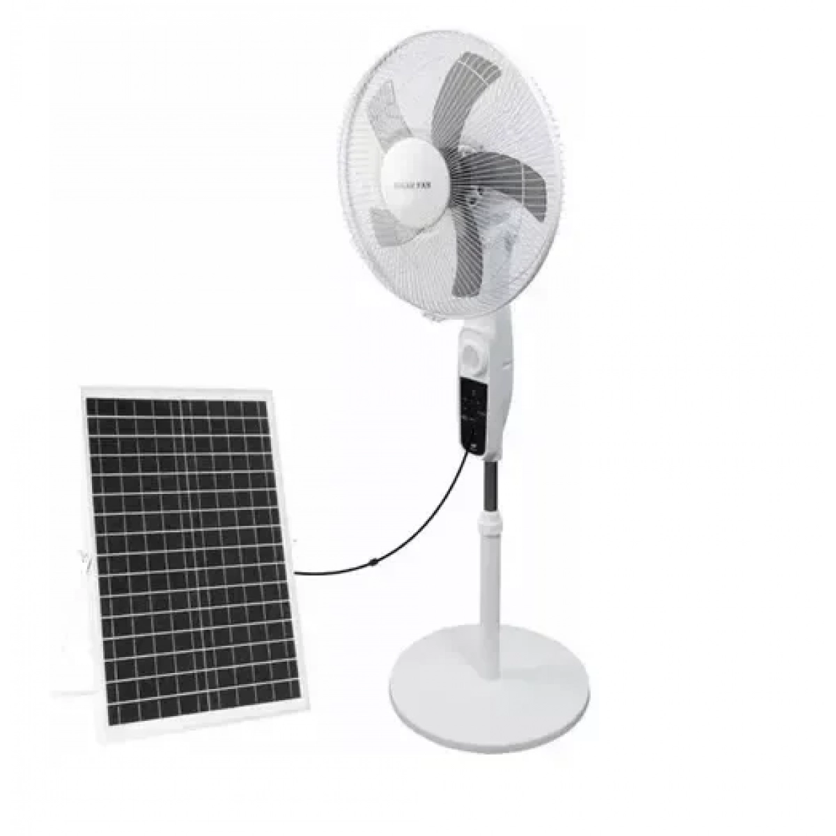 Ηλιακός Ανεμιστήρας Ορθοστάτης KY-HS-228F 20W με Τηλεχειριστήριο, Επαναφορτιζόμενη Μπαταρία και Φωτοβολταϊκό Πάνελ Λευκός - Image 2