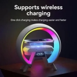 Φορητό ασύρματο ηχείο RGB 2 σε 1 με ασύρματη φόρτιση και ρολόι 15W XM-X63 - λευκό - Image 3