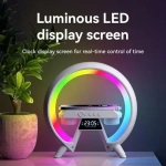 Φορητό ασύρματο ηχείο RGB 2 σε 1 με ασύρματη φόρτιση και ρολόι 15W XM-X63 - λευκό - Image 4
