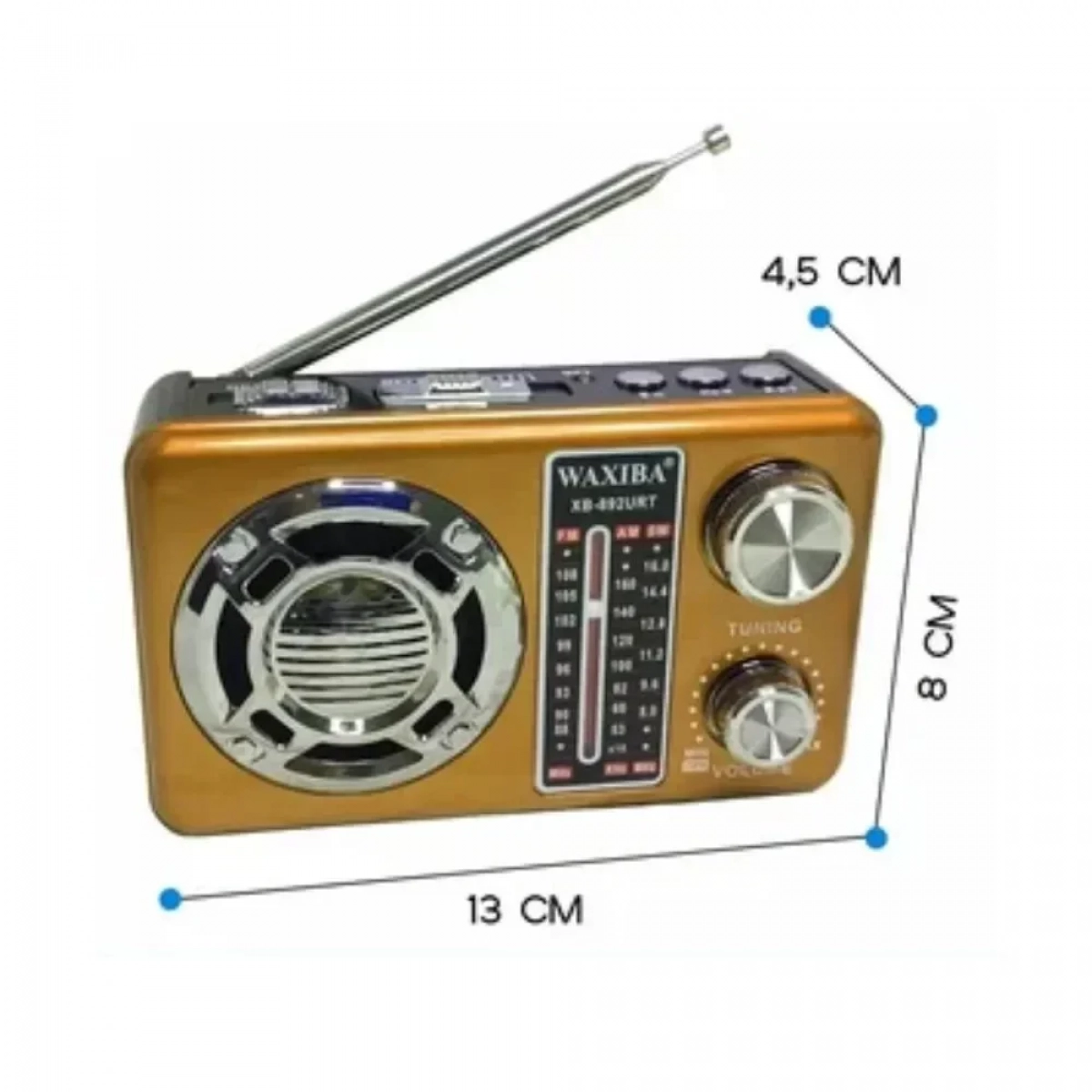 Φορητό ραδιόφωνο Waxiba XB-892URT με USB/MP3, σε χρυσαφένιο χρώμα - Photo2